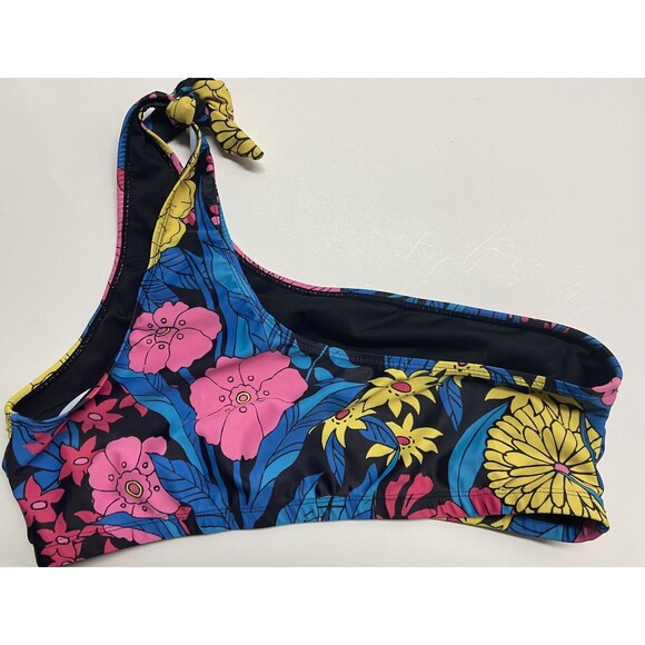 Unbranded One Shouldered Bikini Top  Womens Size XL Tropical Flowers Colorful - Picture 3 of 4